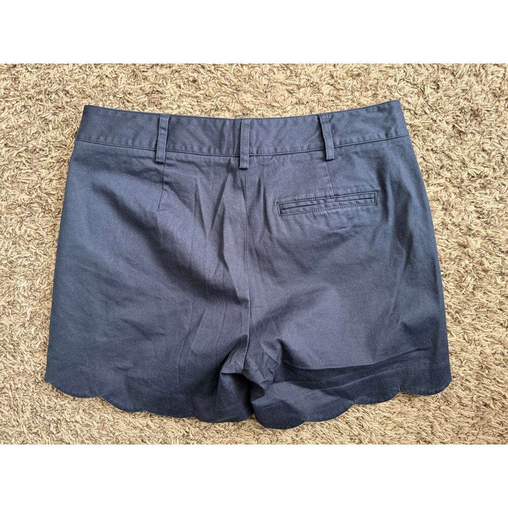 J. McLaughlin Petal Scallop Shorts Size 6 Navy Blue Cotton Coastal Preppy - Picture 4 of 6